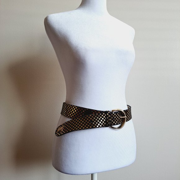 D&G Italian Black Gold Leather Belt 80cm / 32 in main image 10